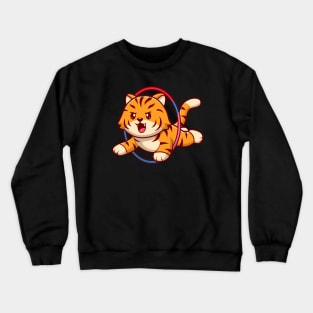 Cute Tiger Jump In Ring Cartoon Crewneck Sweatshirt